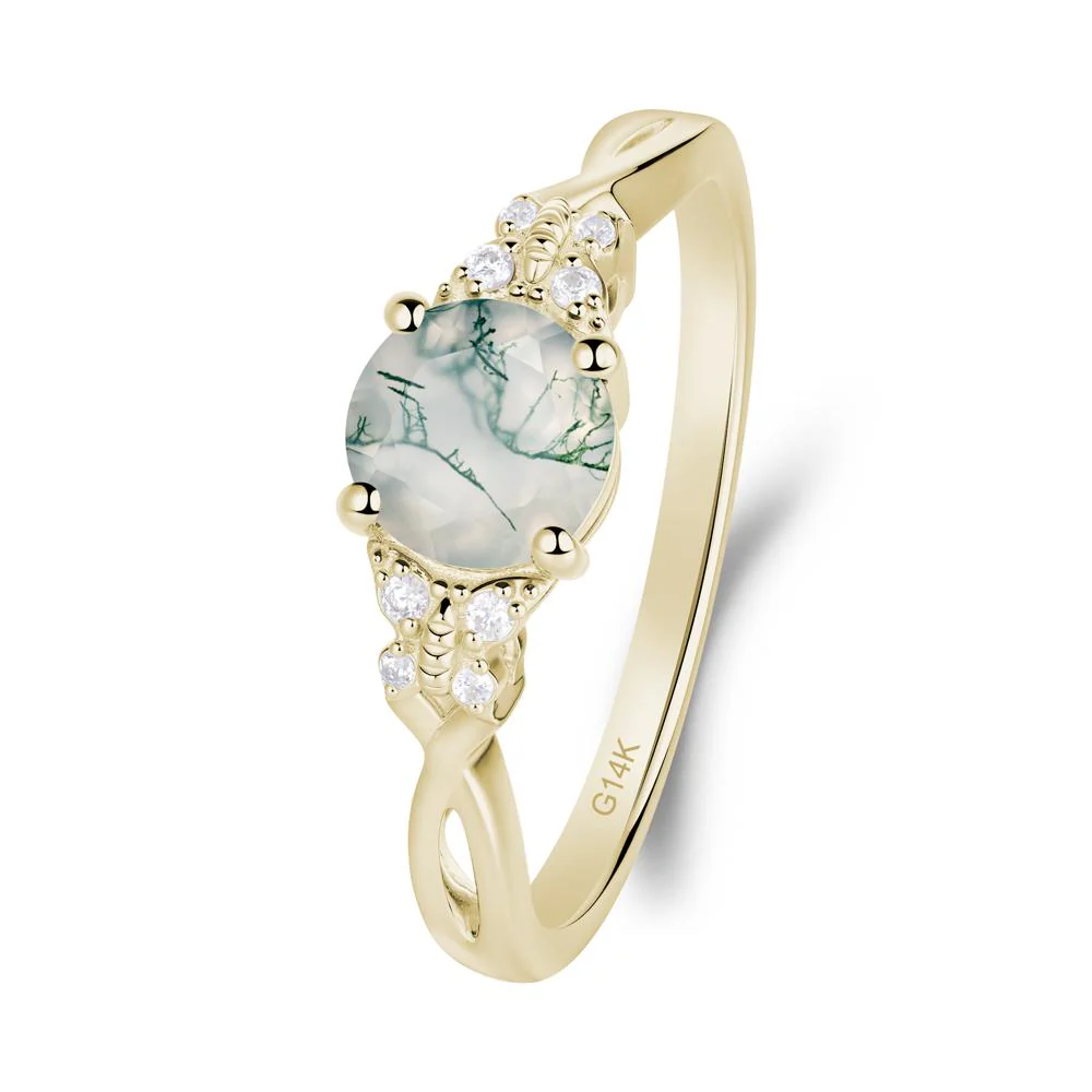 Round Moss Agate Butterfly Ring - Image 4