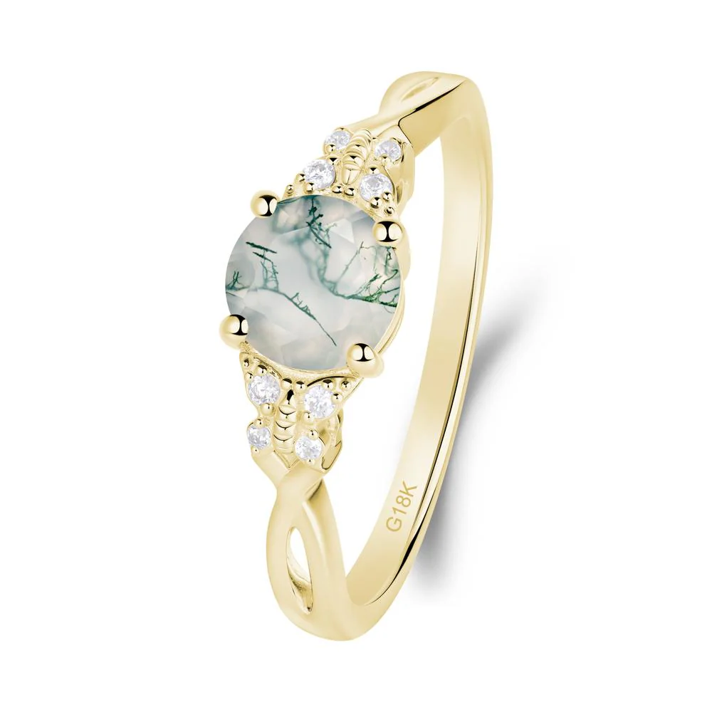 Round Moss Agate Butterfly Ring - Image 8