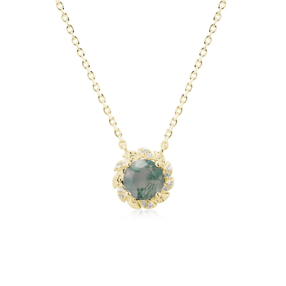 Round Moss Agate Flower Necklace - Image 7