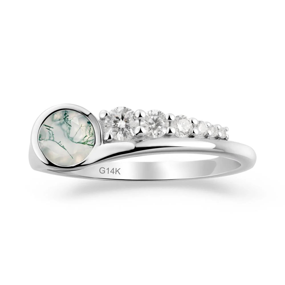 Round Moss Agate Graduated Bubble Ring