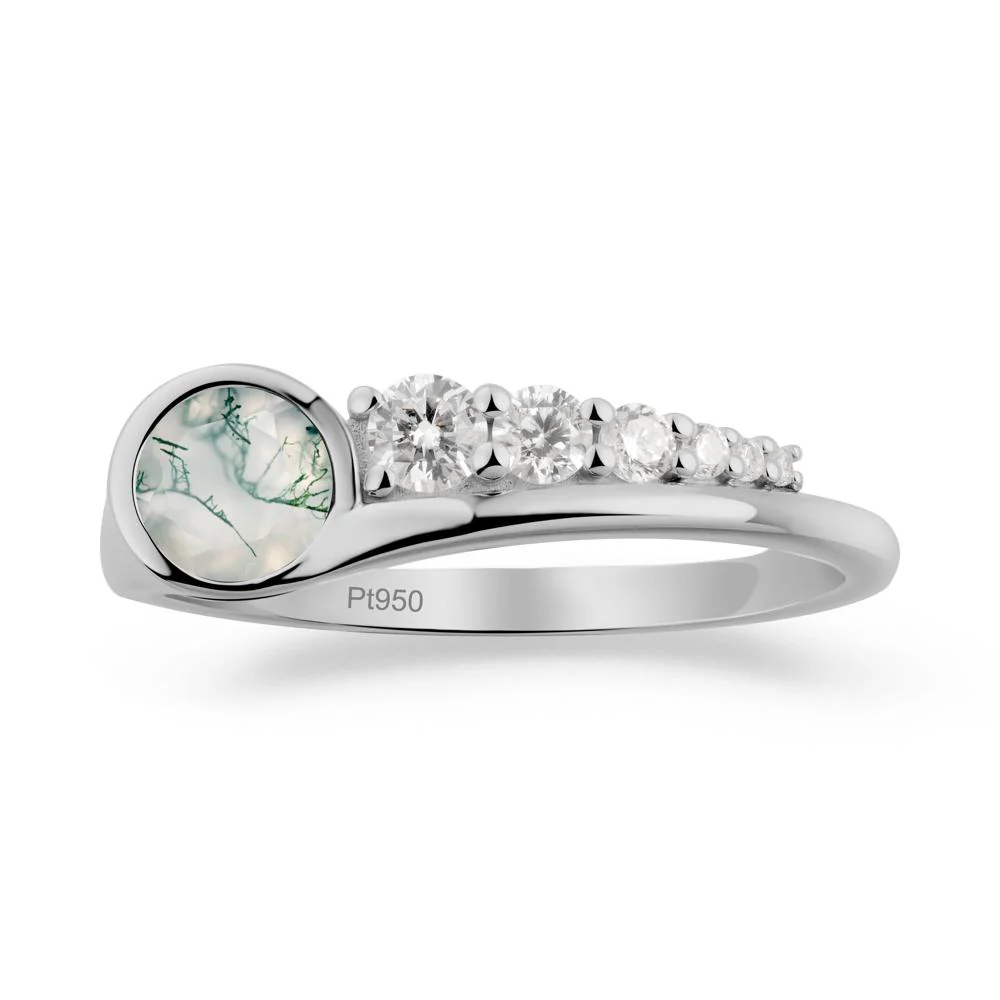 Round Moss Agate Graduated Bubble Ring - Image 6