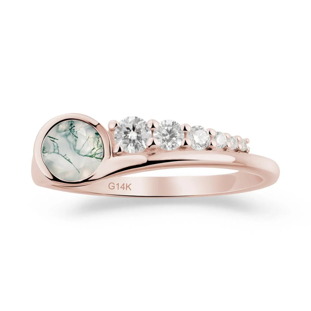 Round Moss Agate Graduated Bubble Ring - Image 8