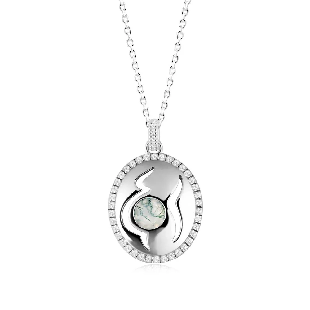 Round Moss Agate Motherhood Necklace - Image 2