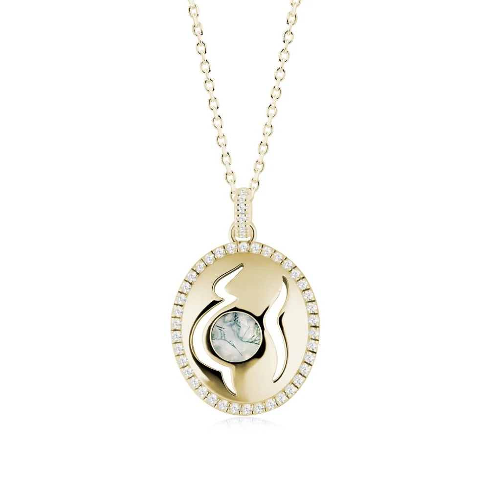 Round Moss Agate Motherhood Necklace - Image 6