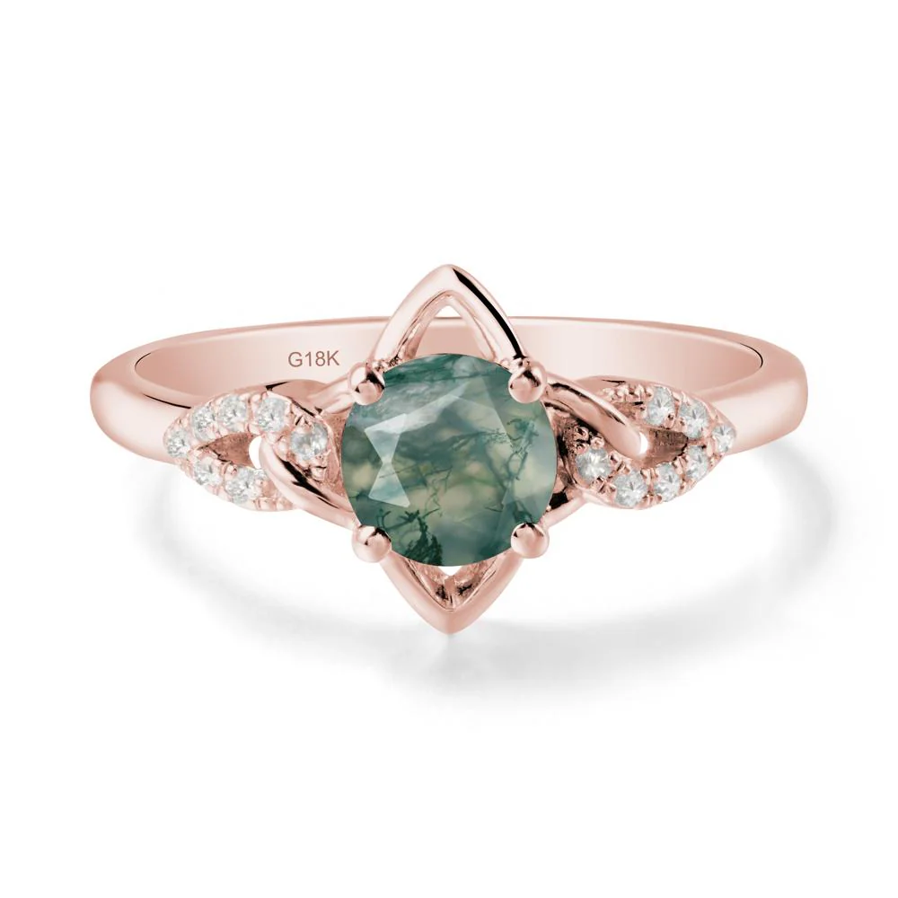 Round Moss Agate Ring with Celtic Knot - Image 4