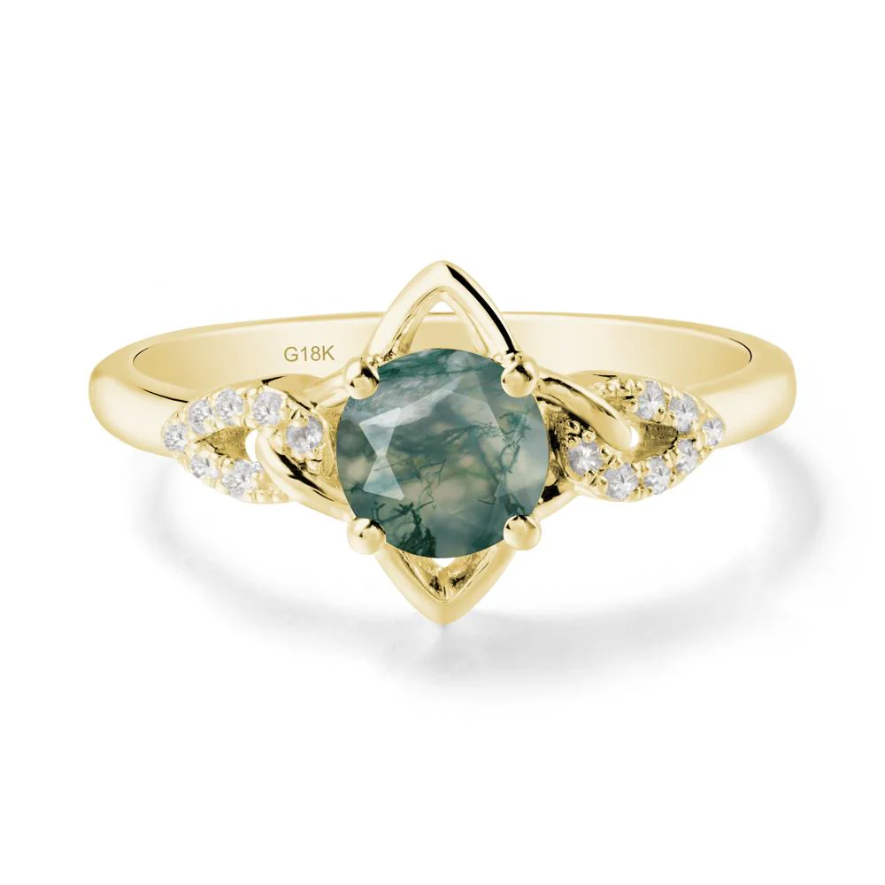 Round Moss Agate Ring with Celtic Knot - Image 6