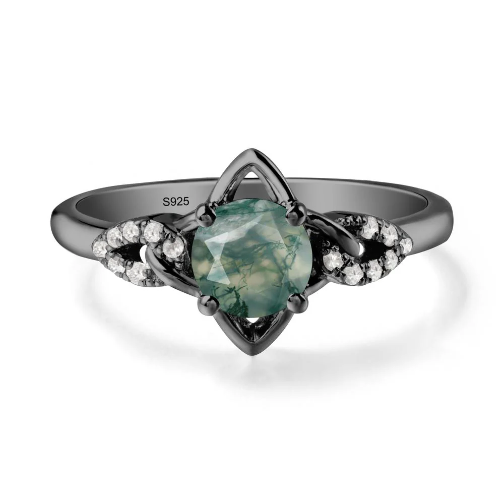 Round Moss Agate Ring with Celtic Knot - Image 7