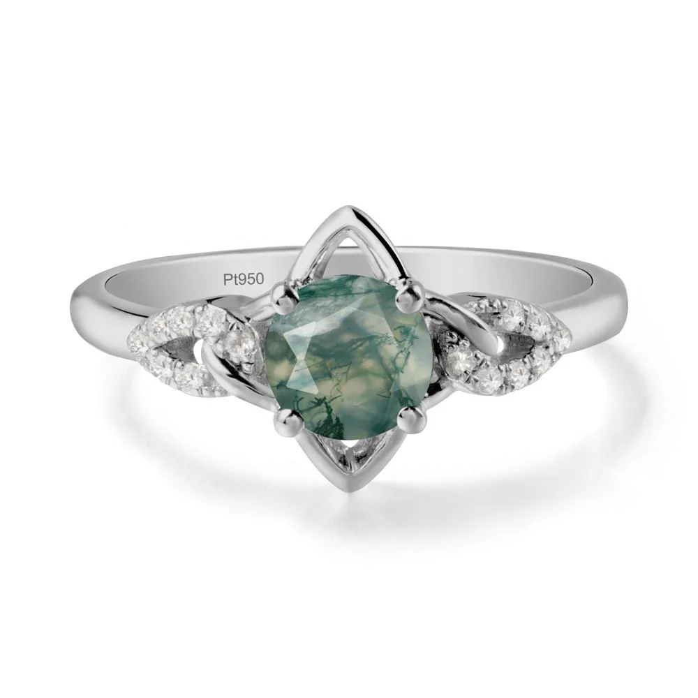 Round Moss Agate Ring with Celtic Knot - Image 8