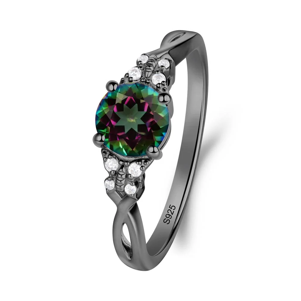 Round Mystic Topaz Butterfly Ring - Image 4