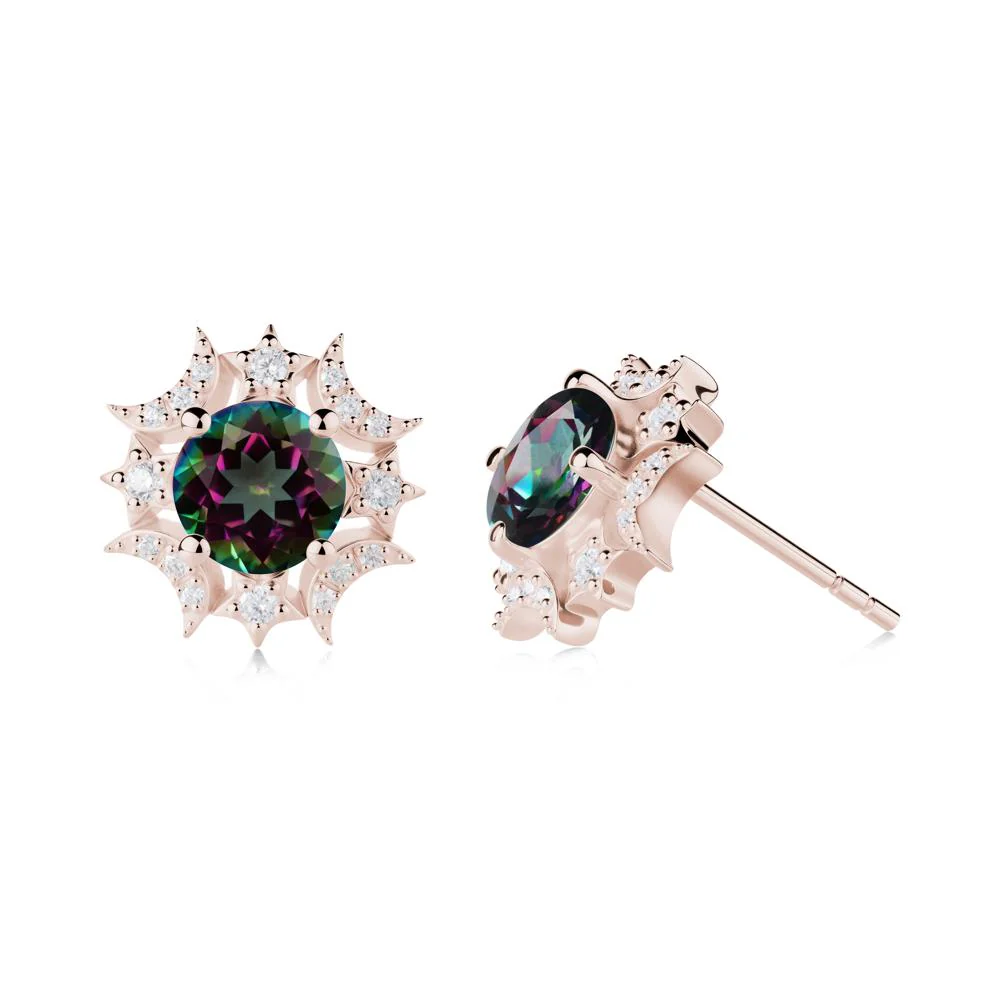 Round Mystic Topaz Celestial Star Stud Earrings - Image 3
