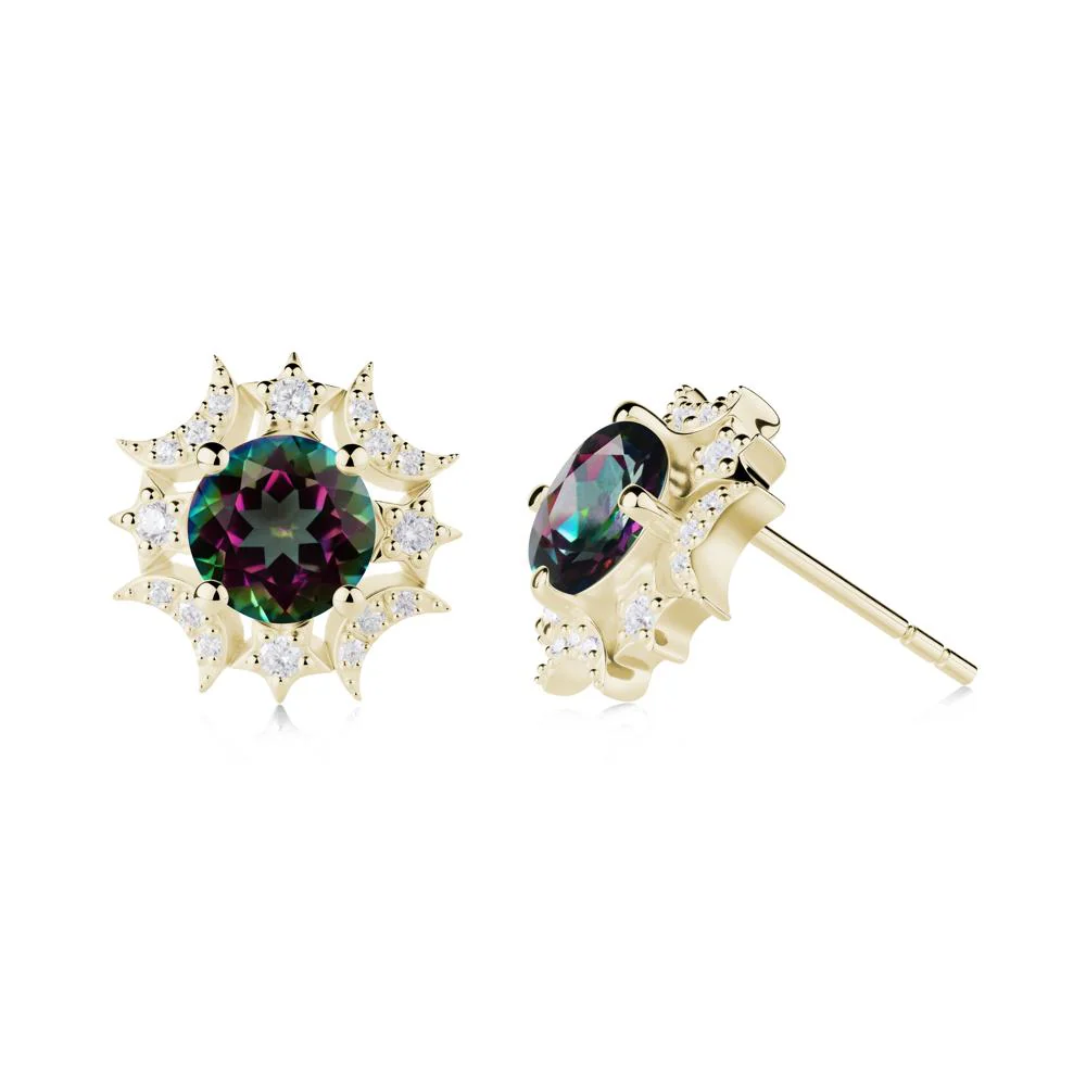 Round Mystic Topaz Celestial Star Stud Earrings - Image 5