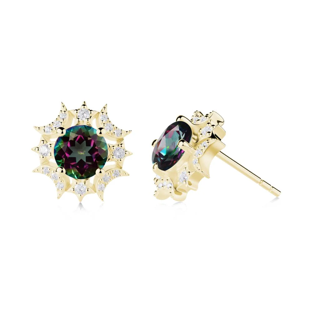 Round Mystic Topaz Celestial Star Stud Earrings - Image 9
