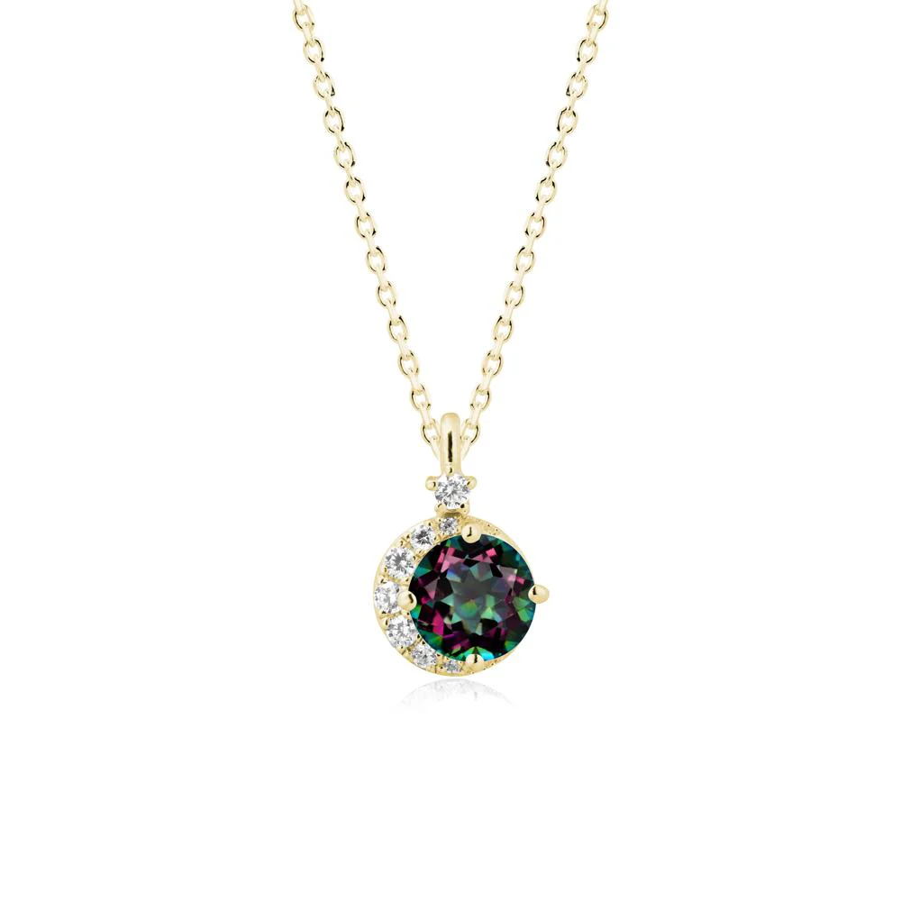 Round Mystic Topaz Crescent Pendant Necklace - Image 7