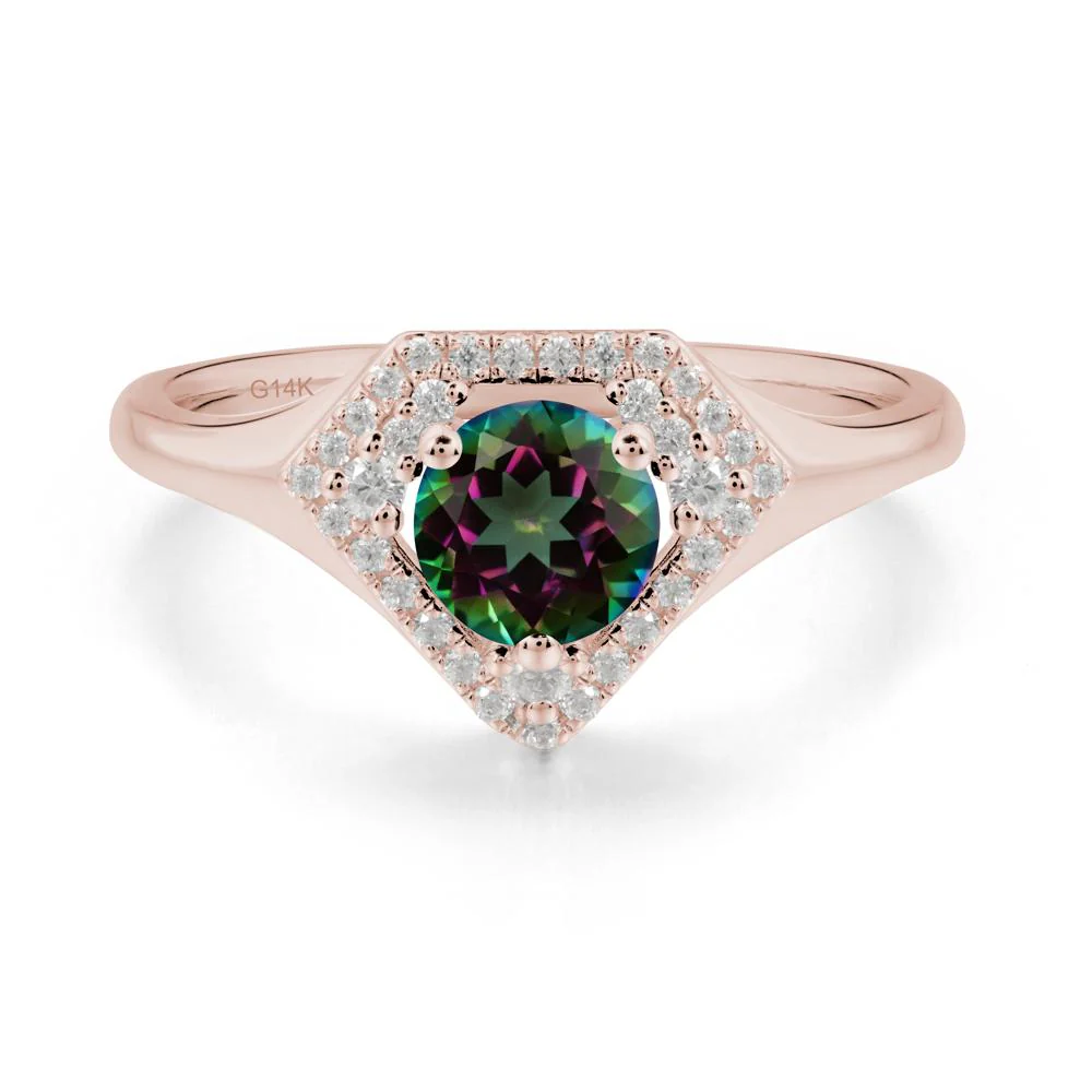 Round Mystic Topaz Double Halo Ring - Image 2