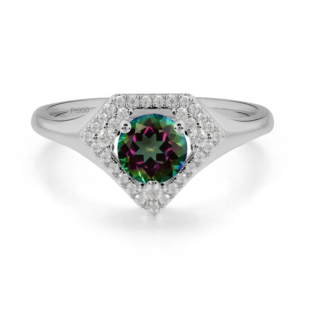 Round Mystic Topaz Double Halo Ring - Image 4