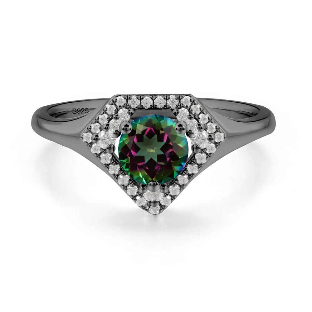Round Mystic Topaz Double Halo Ring - Image 7