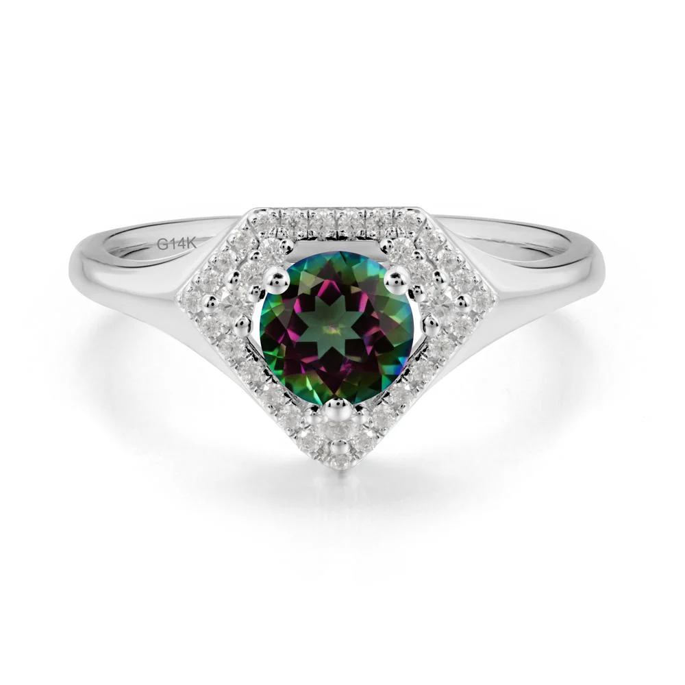 Round Mystic Topaz Double Halo Ring - Image 9