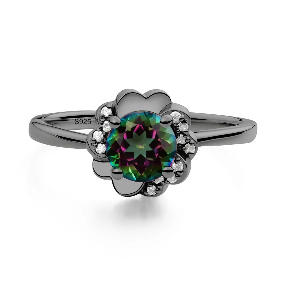 Round Mystic Topaz Floral Engagement Ring - Image 2