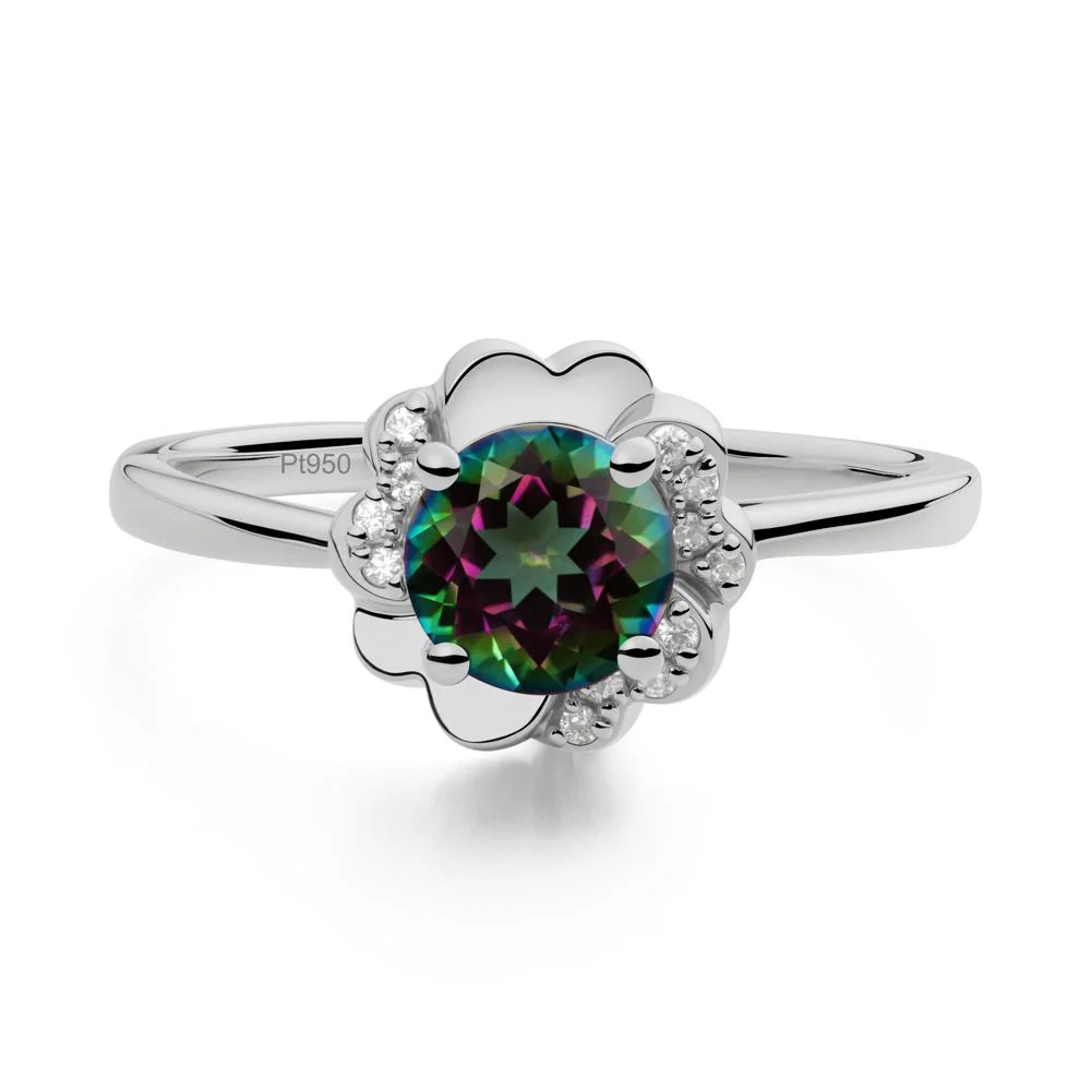 Round Mystic Topaz Floral Engagement Ring - Image 4
