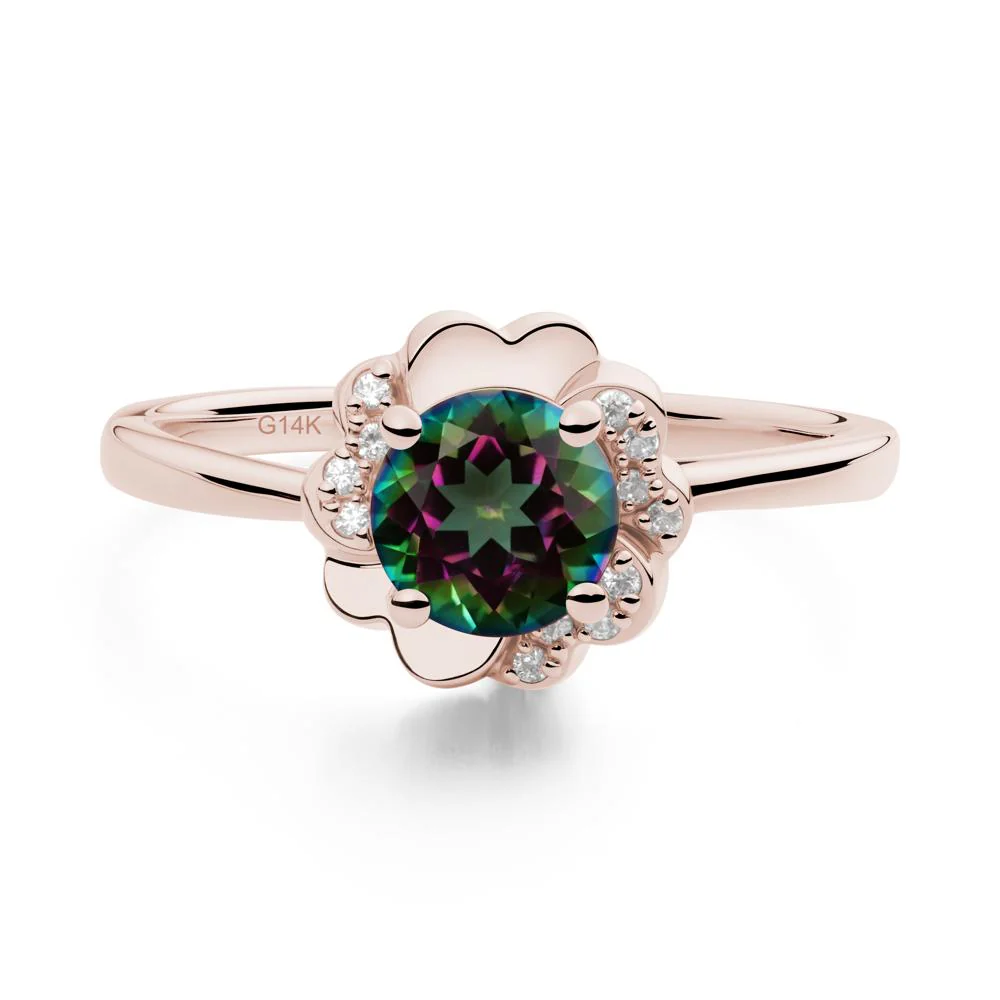 Round Mystic Topaz Floral Engagement Ring - Image 5