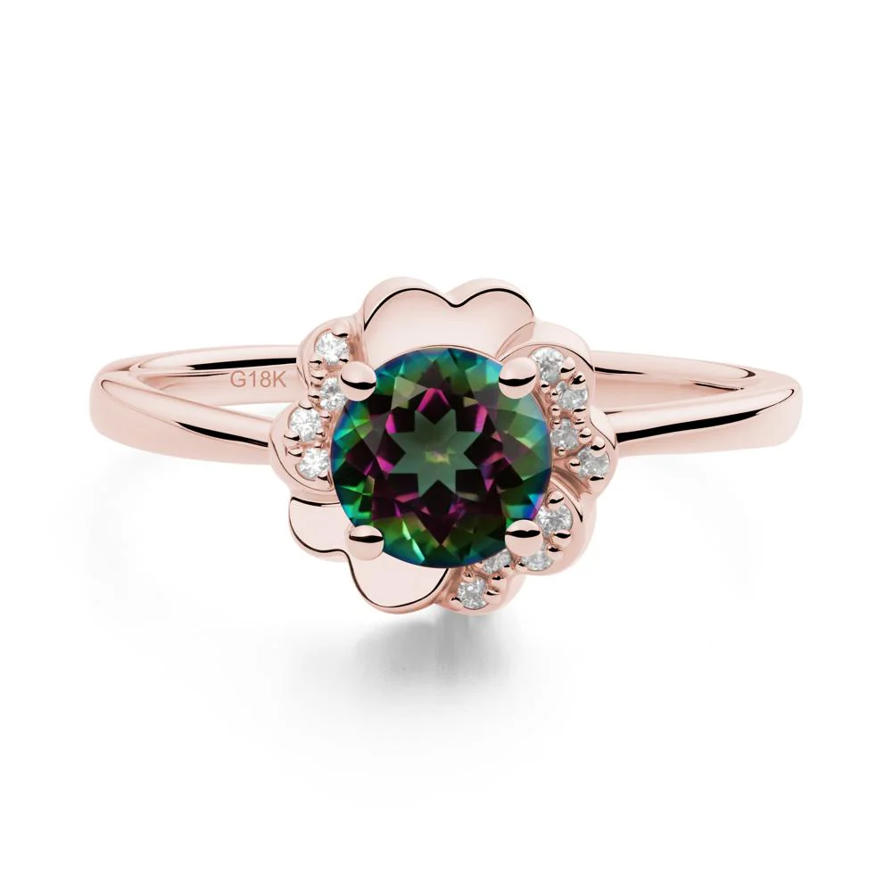 Round Mystic Topaz Floral Engagement Ring - Image 6