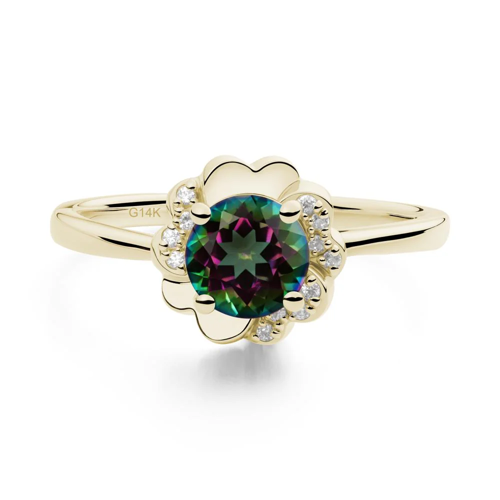 Round Mystic Topaz Floral Engagement Ring - Image 8