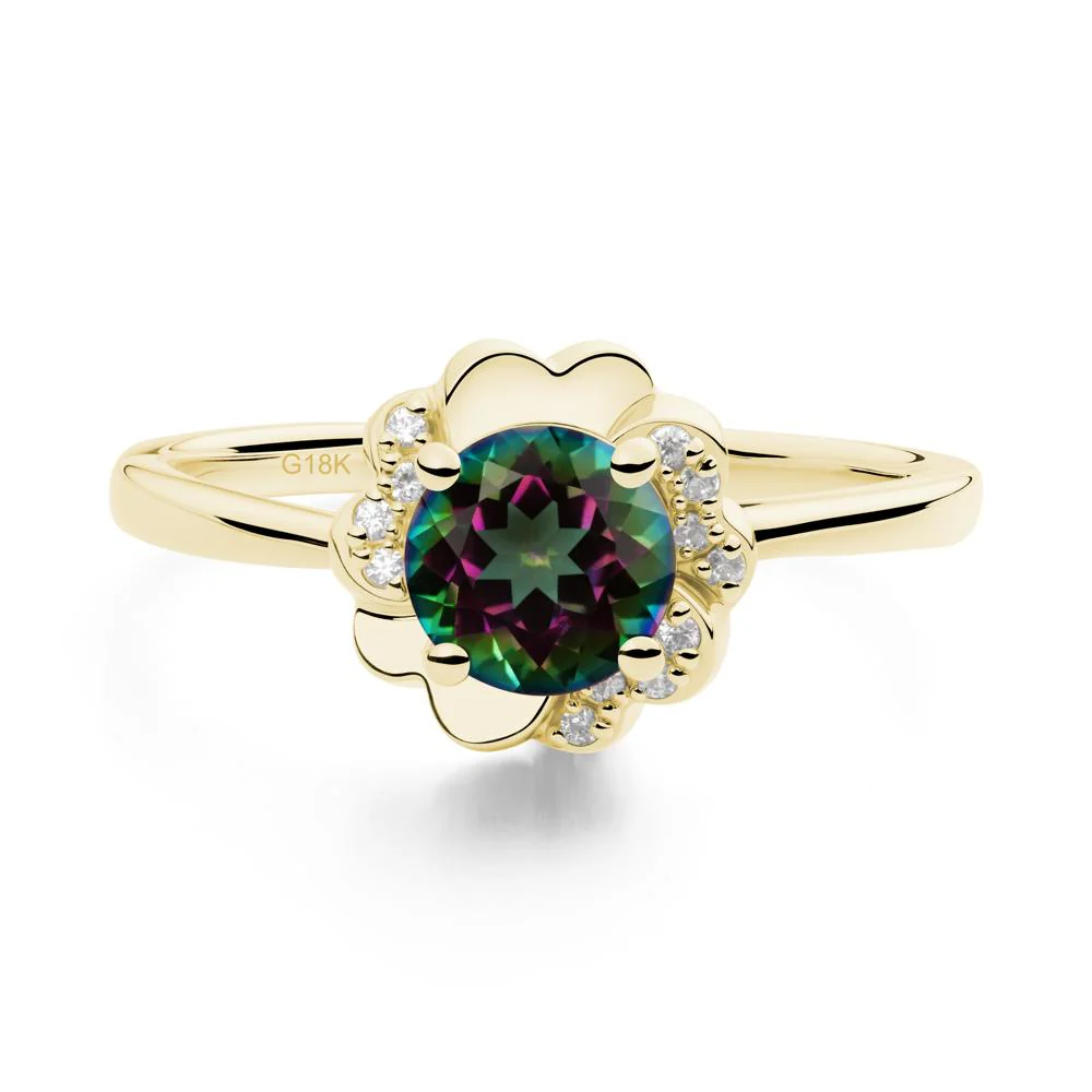 Round Mystic Topaz Floral Engagement Ring - Image 9