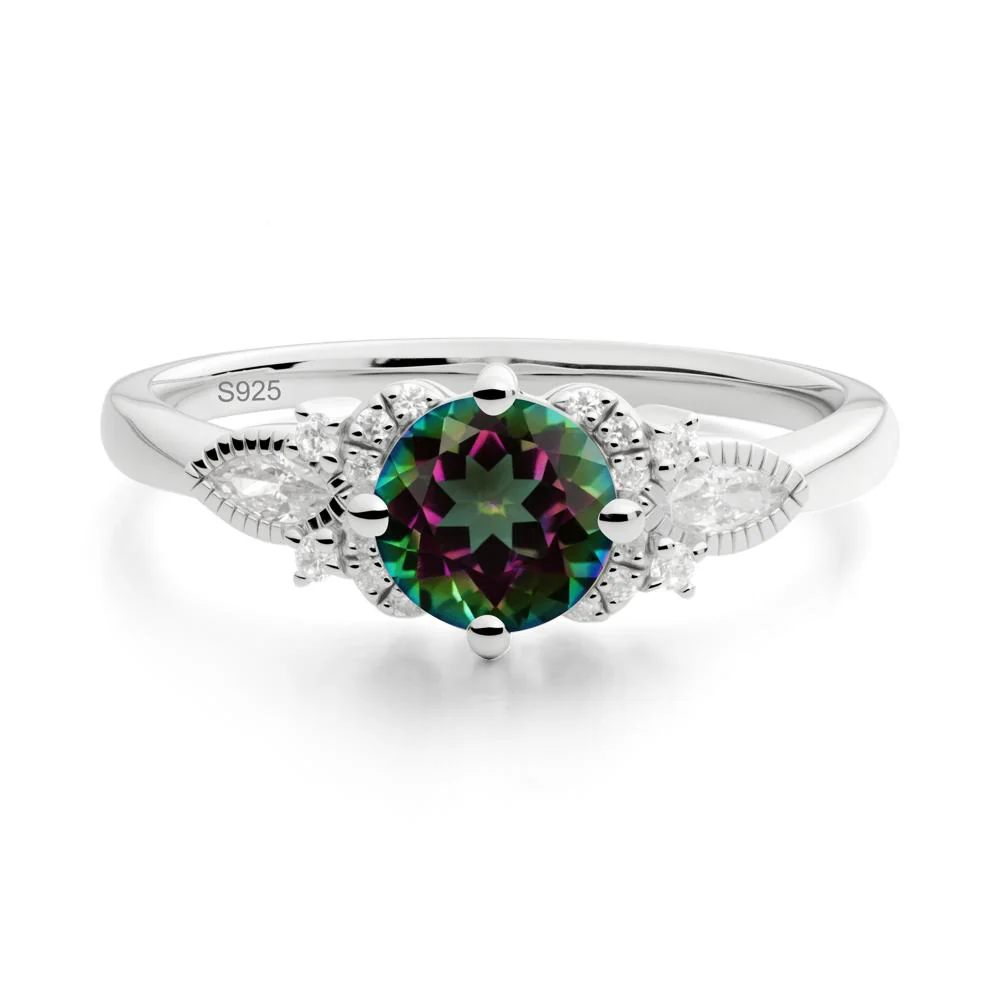 Round Mystic Topaz Floral Statement Ring - Image 2