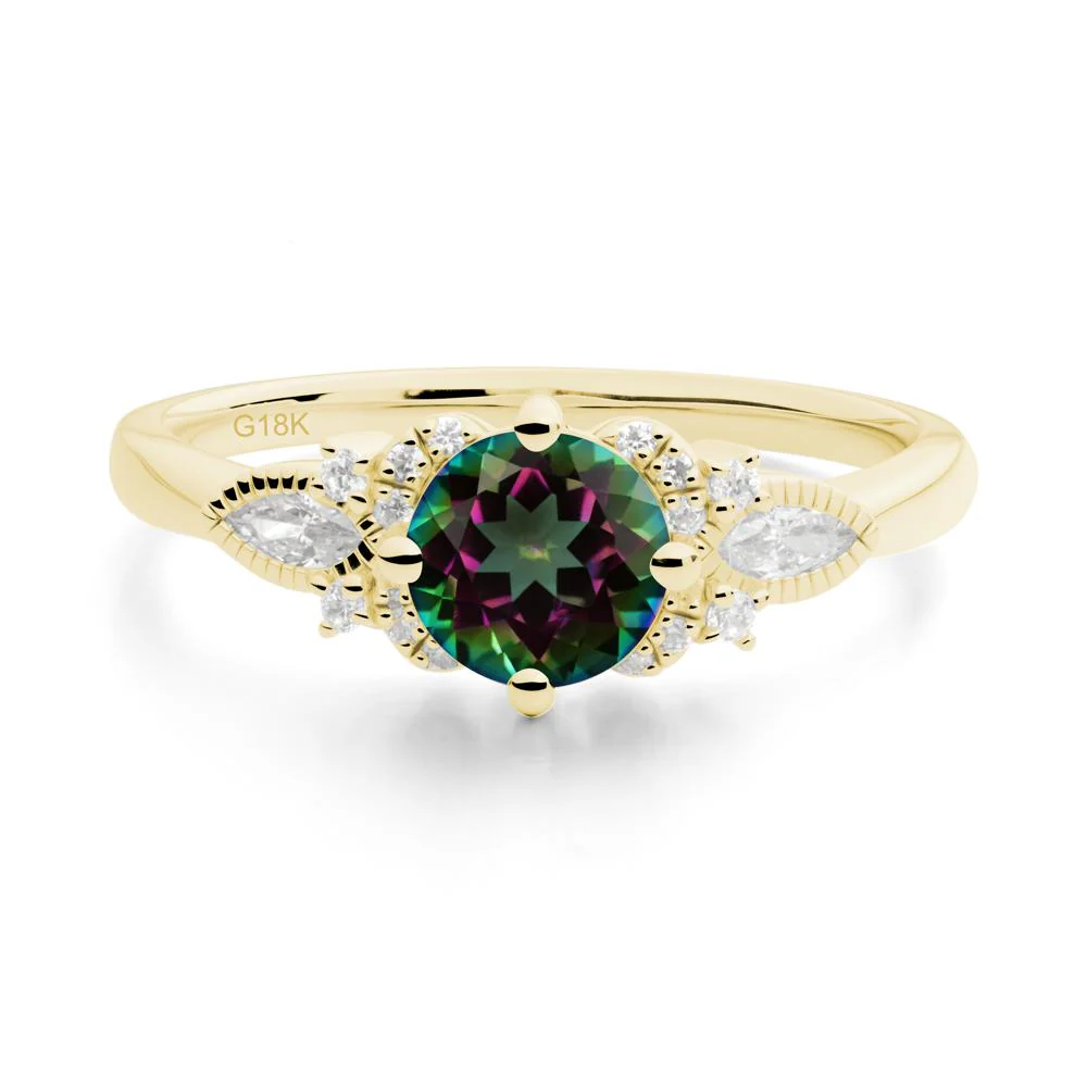 Round Mystic Topaz Floral Statement Ring - Image 4