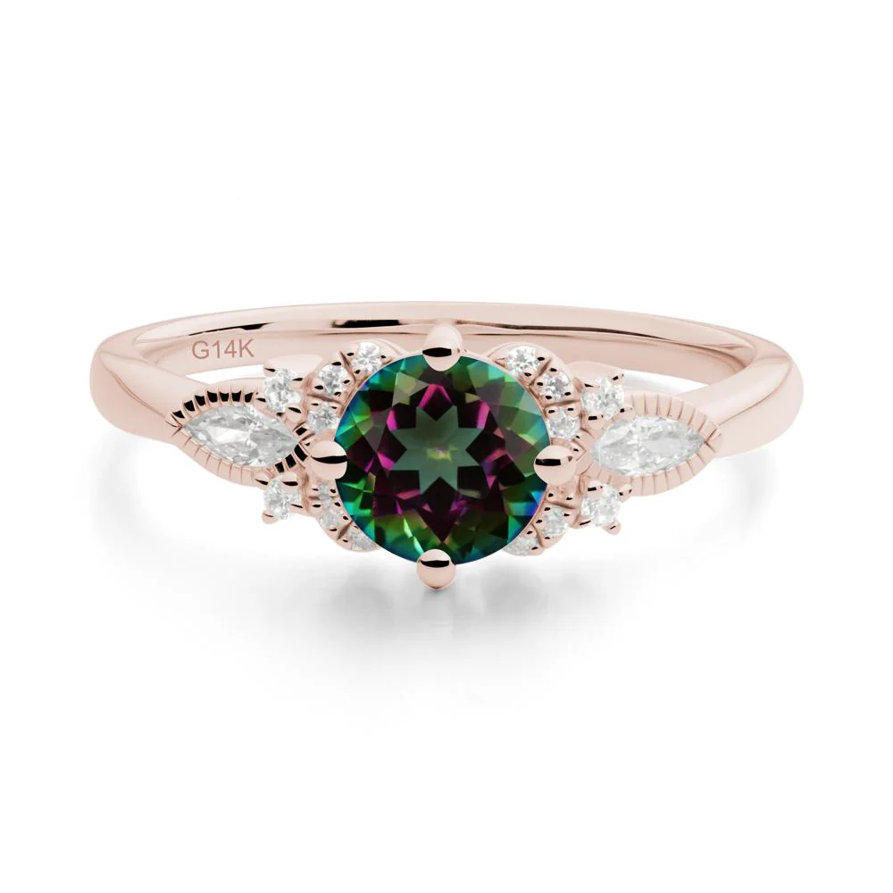 Round Mystic Topaz Floral Statement Ring - Image 5