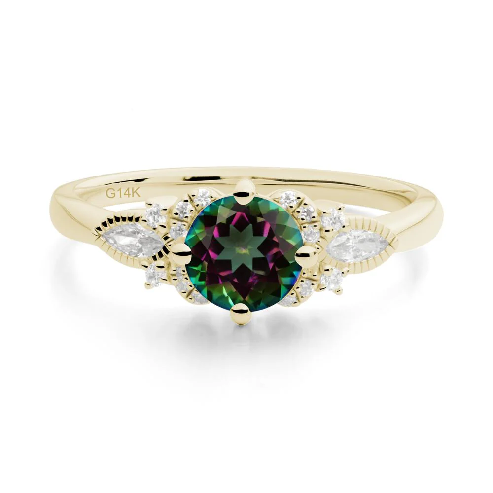 Round Mystic Topaz Floral Statement Ring - Image 6