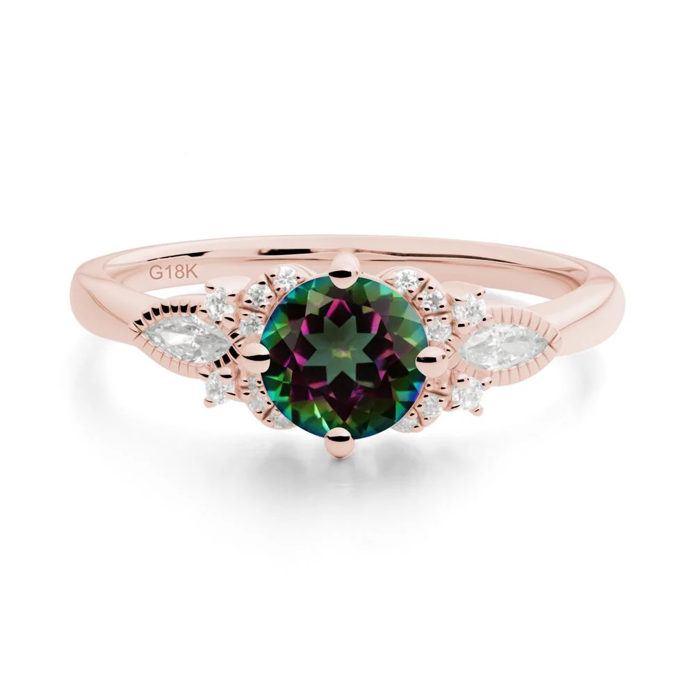 Round Mystic Topaz Floral Statement Ring - Image 7
