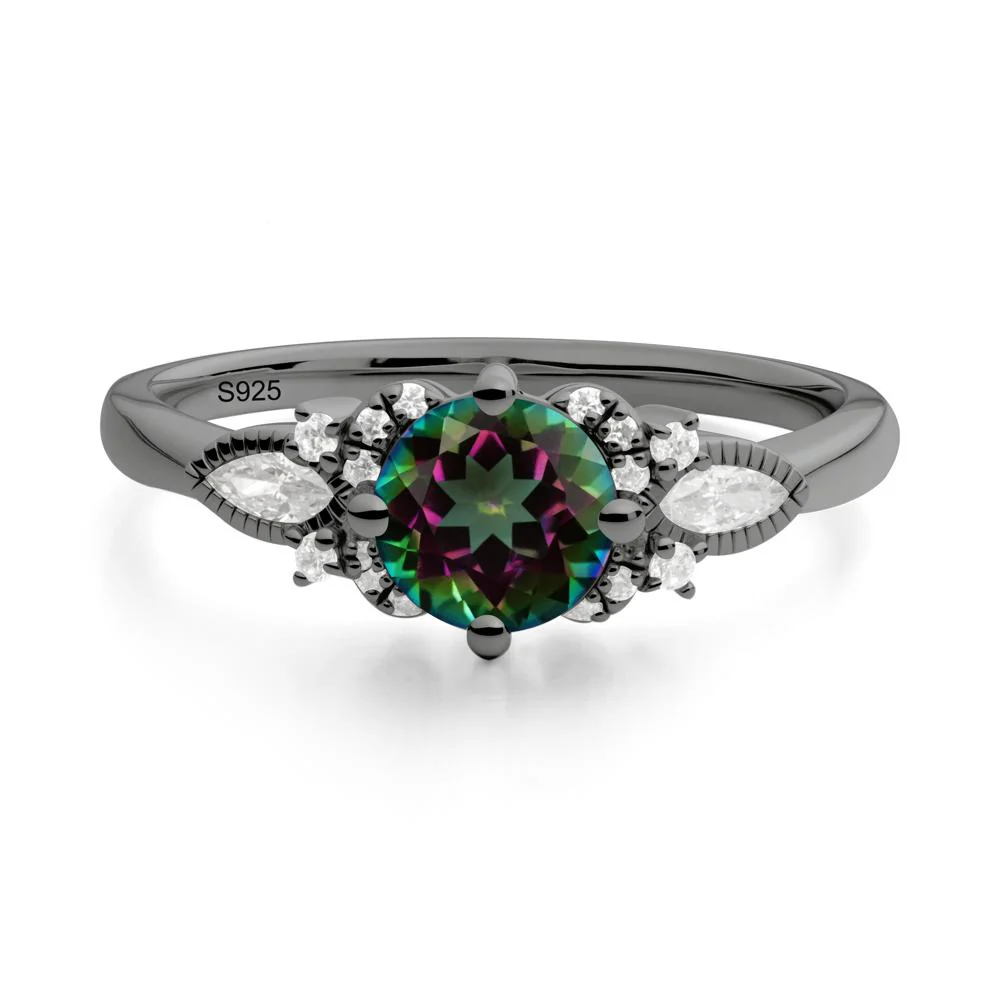 Round Mystic Topaz Floral Statement Ring - Image 8