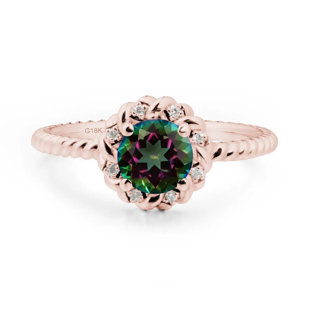 Round Mystic Topaz Halo Engagement Ring - Image 2