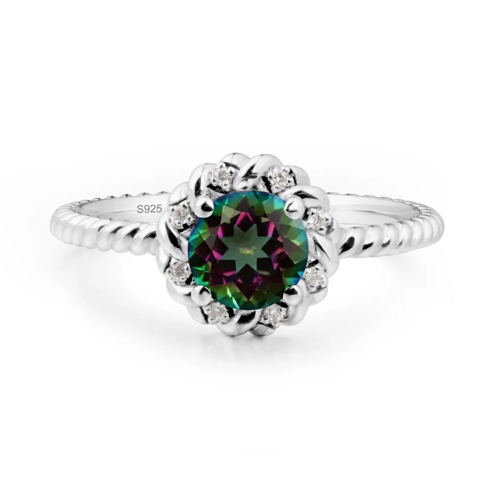 Round Mystic Topaz Halo Engagement Ring - Image 3