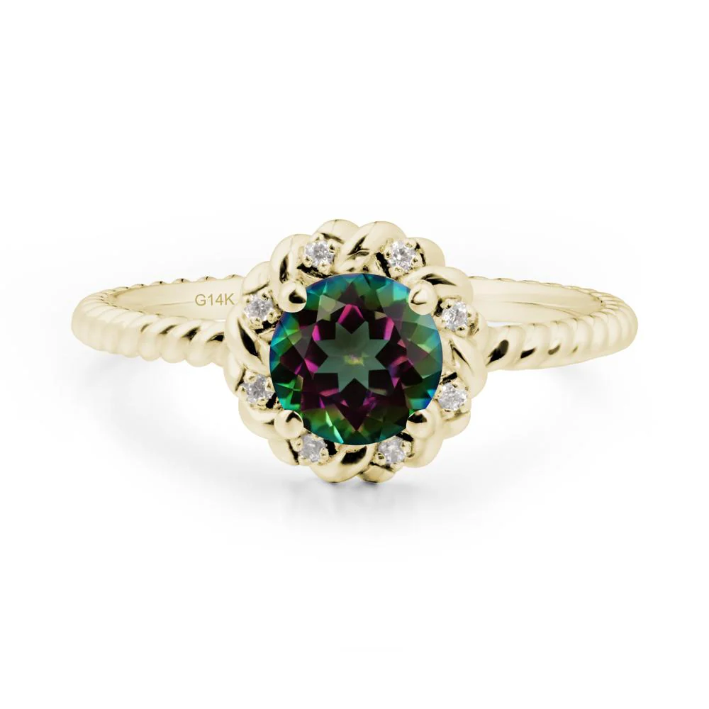 Round Mystic Topaz Halo Engagement Ring - Image 4
