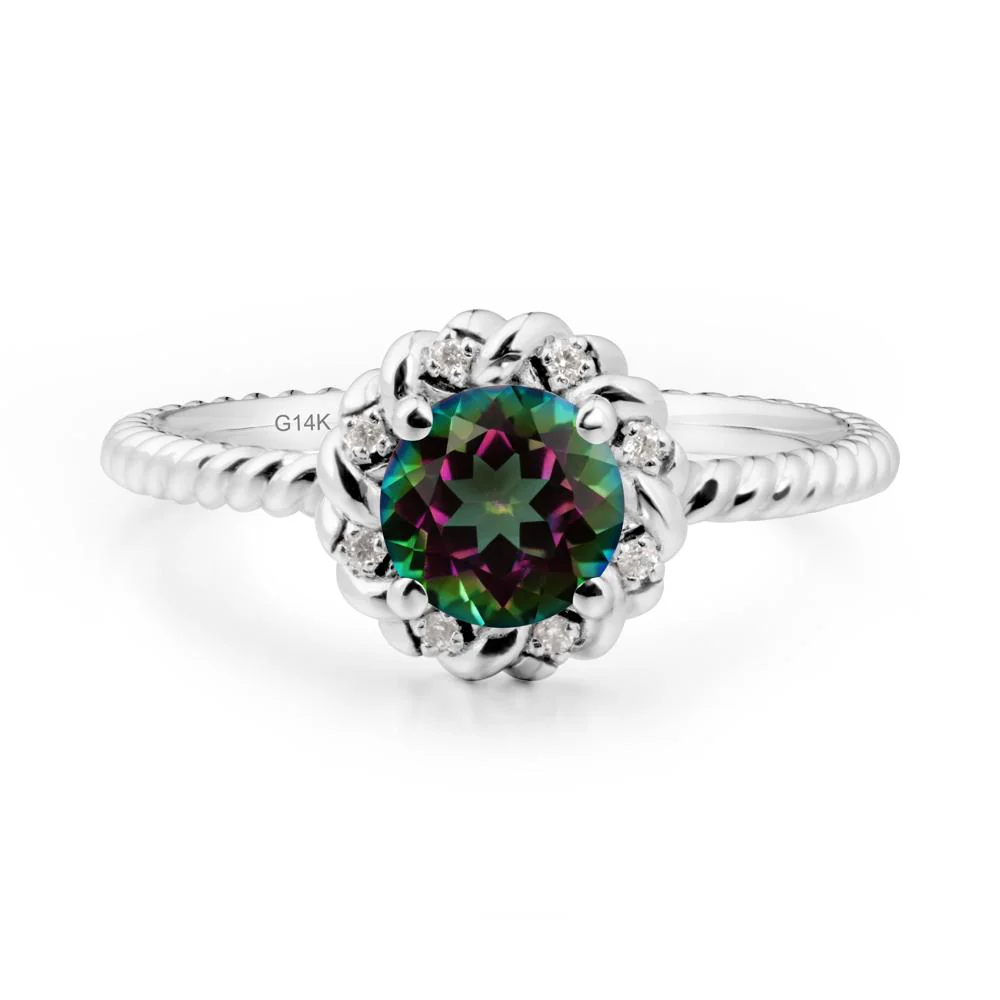 Round Mystic Topaz Halo Engagement Ring - Image 7