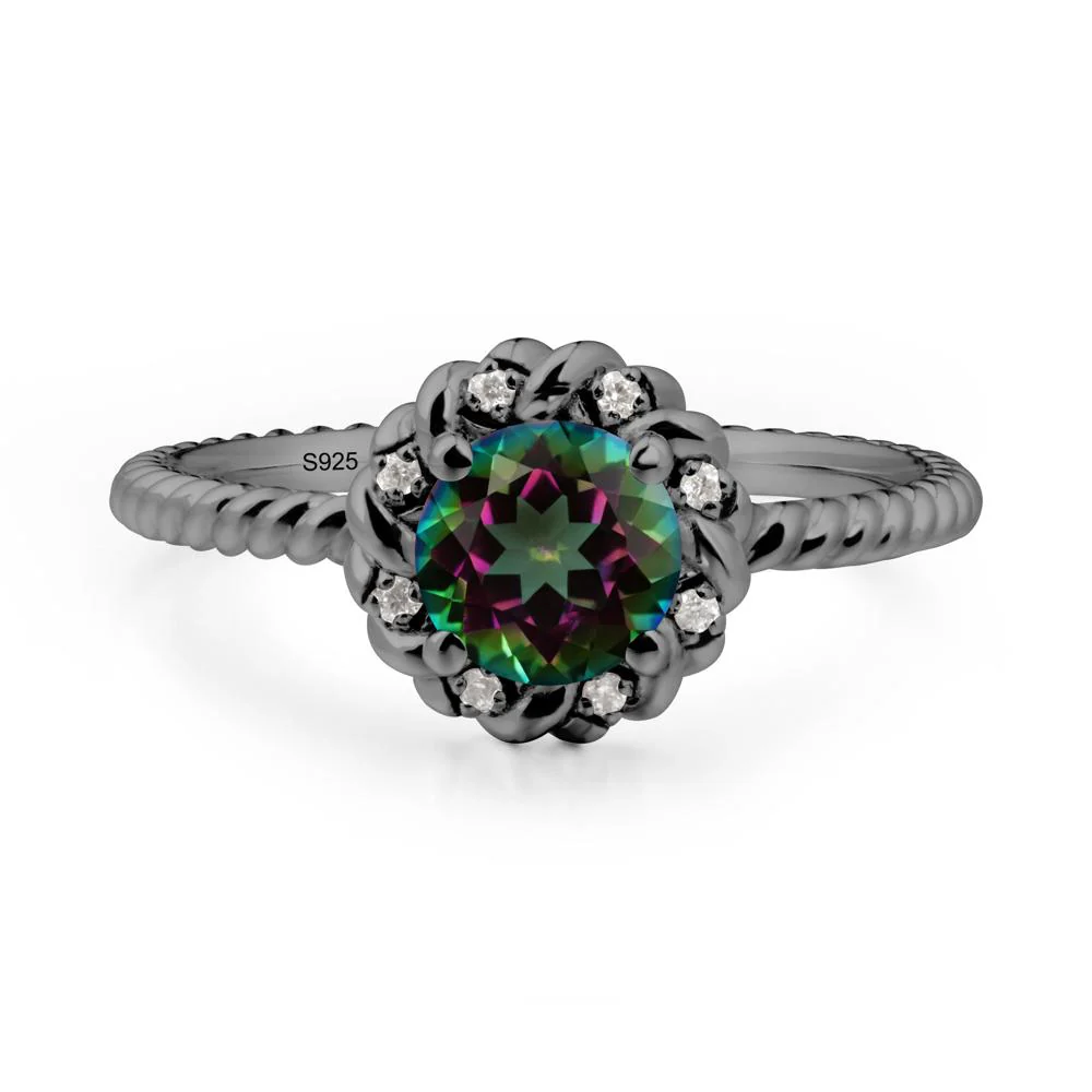 Round Mystic Topaz Halo Engagement Ring - Image 9