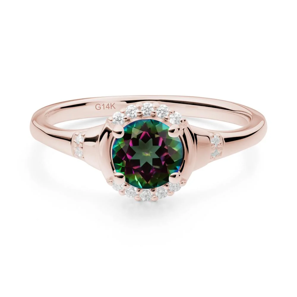 Round Mystic Topaz Halo Ring