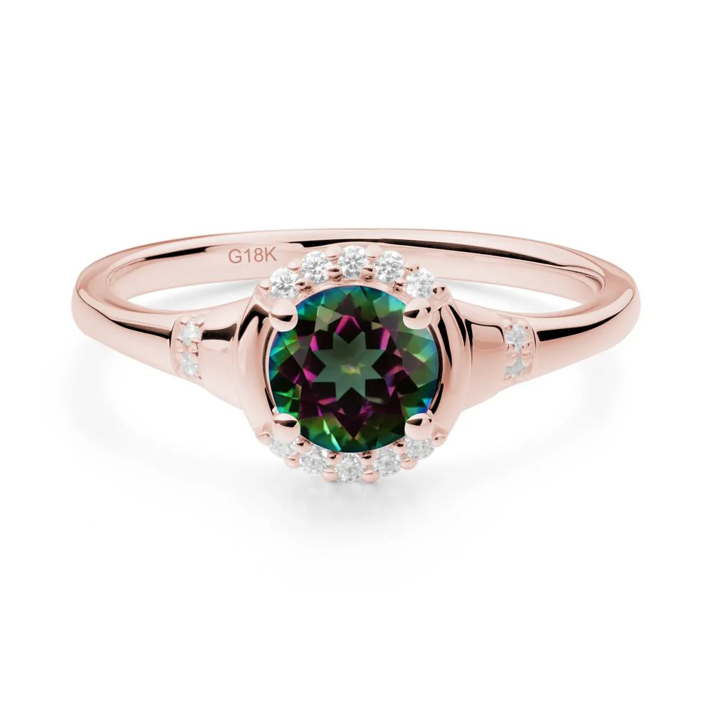 Round Mystic Topaz Halo Ring - Image 4