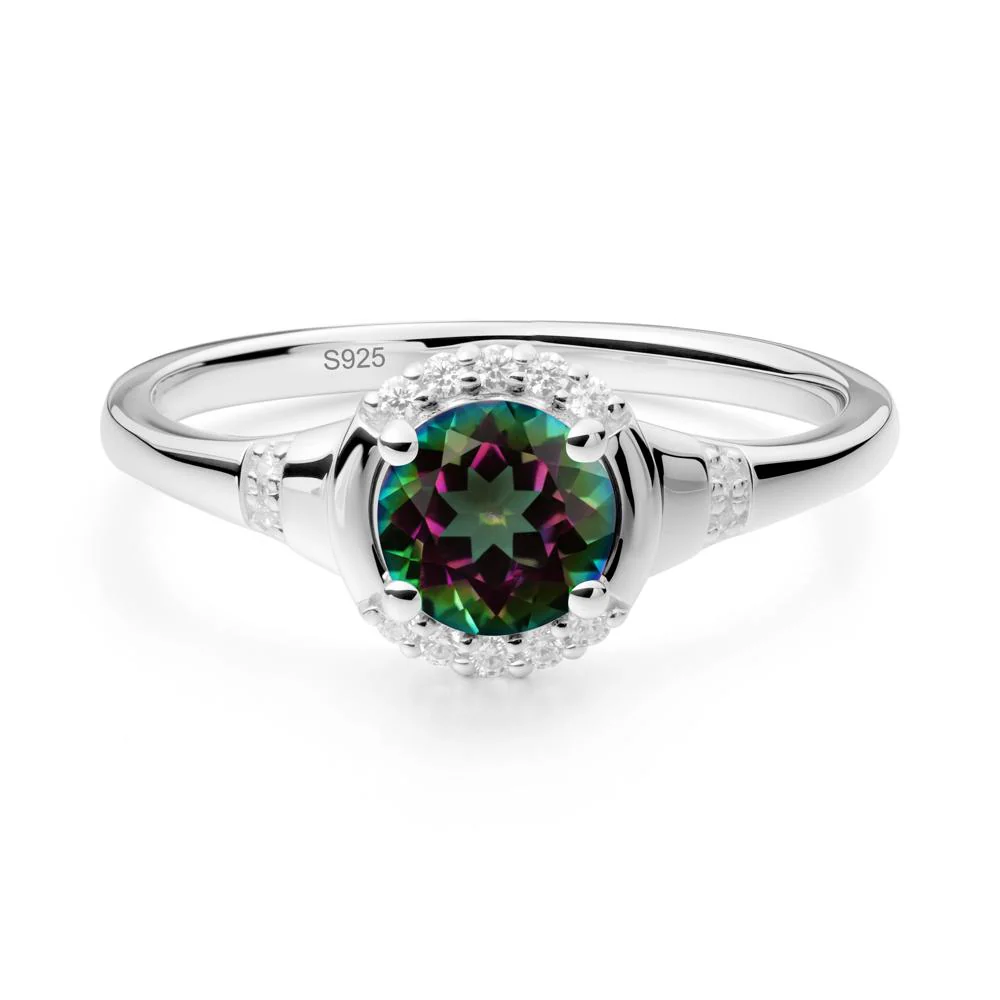 Round Mystic Topaz Halo Ring - Image 9