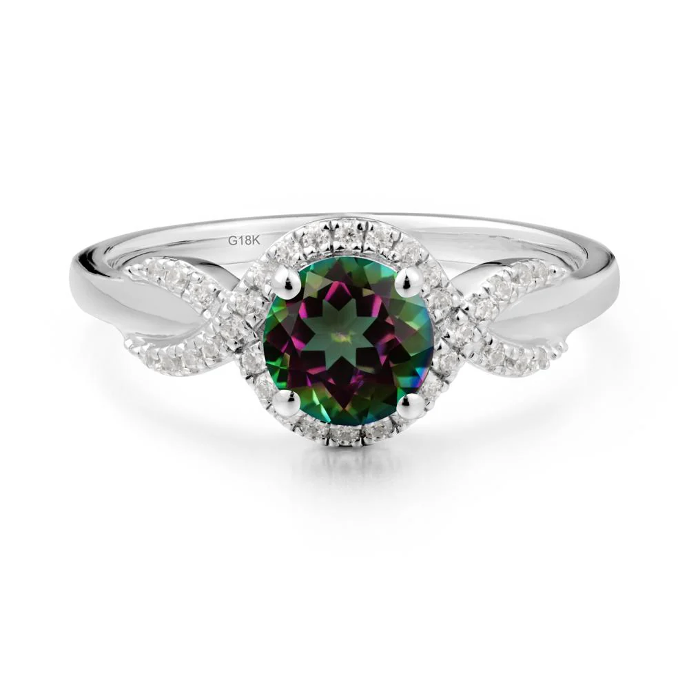 Round Mystic Topaz Halo Twist Ring - Image 3