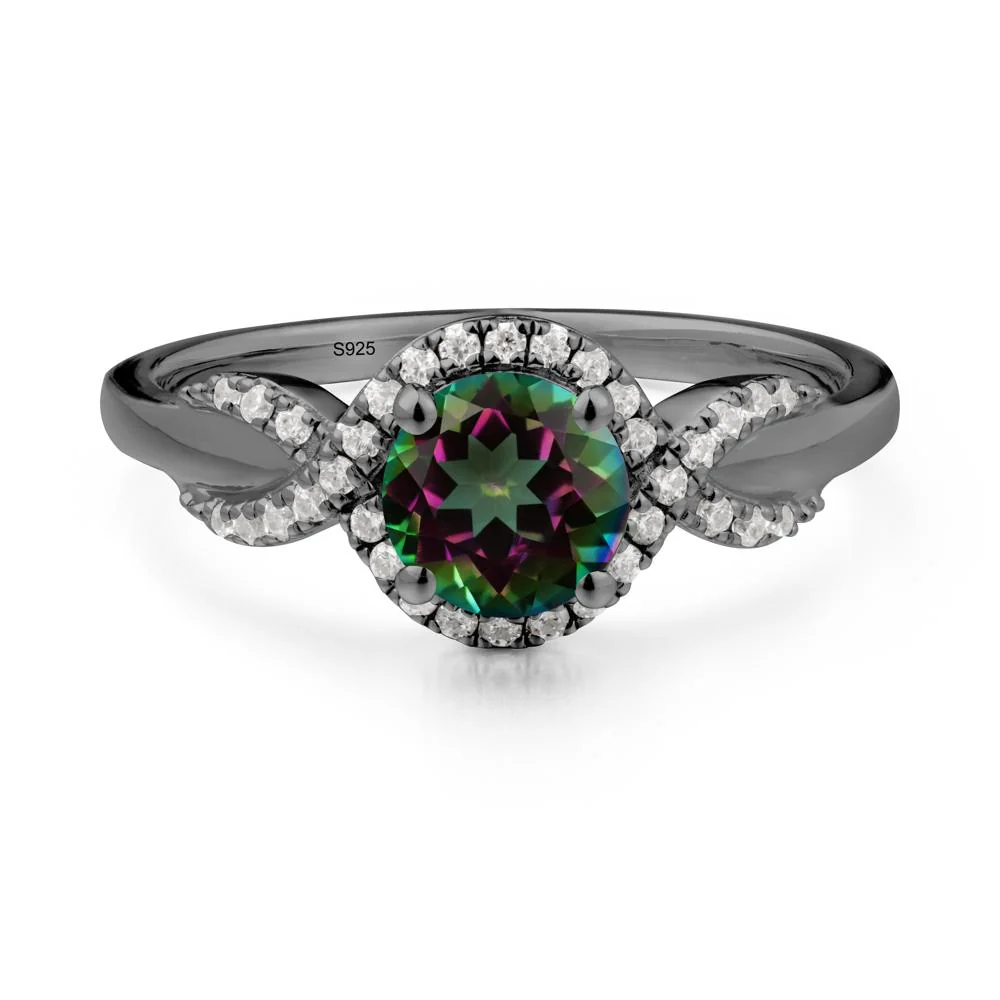 Round Mystic Topaz Halo Twist Ring - Image 4