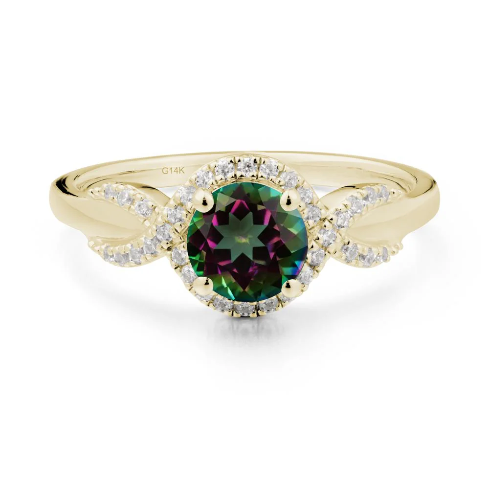 Round Mystic Topaz Halo Twist Ring - Image 5