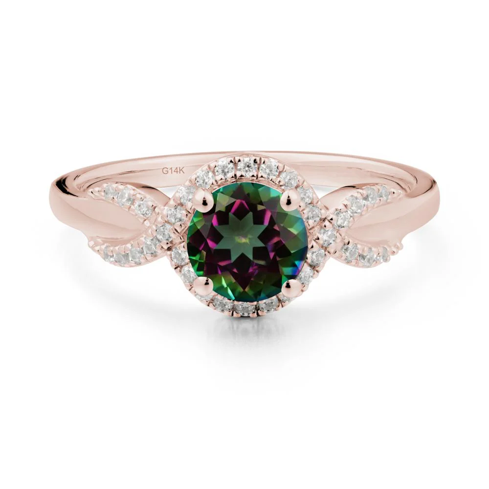 Round Mystic Topaz Halo Twist Ring - Image 7