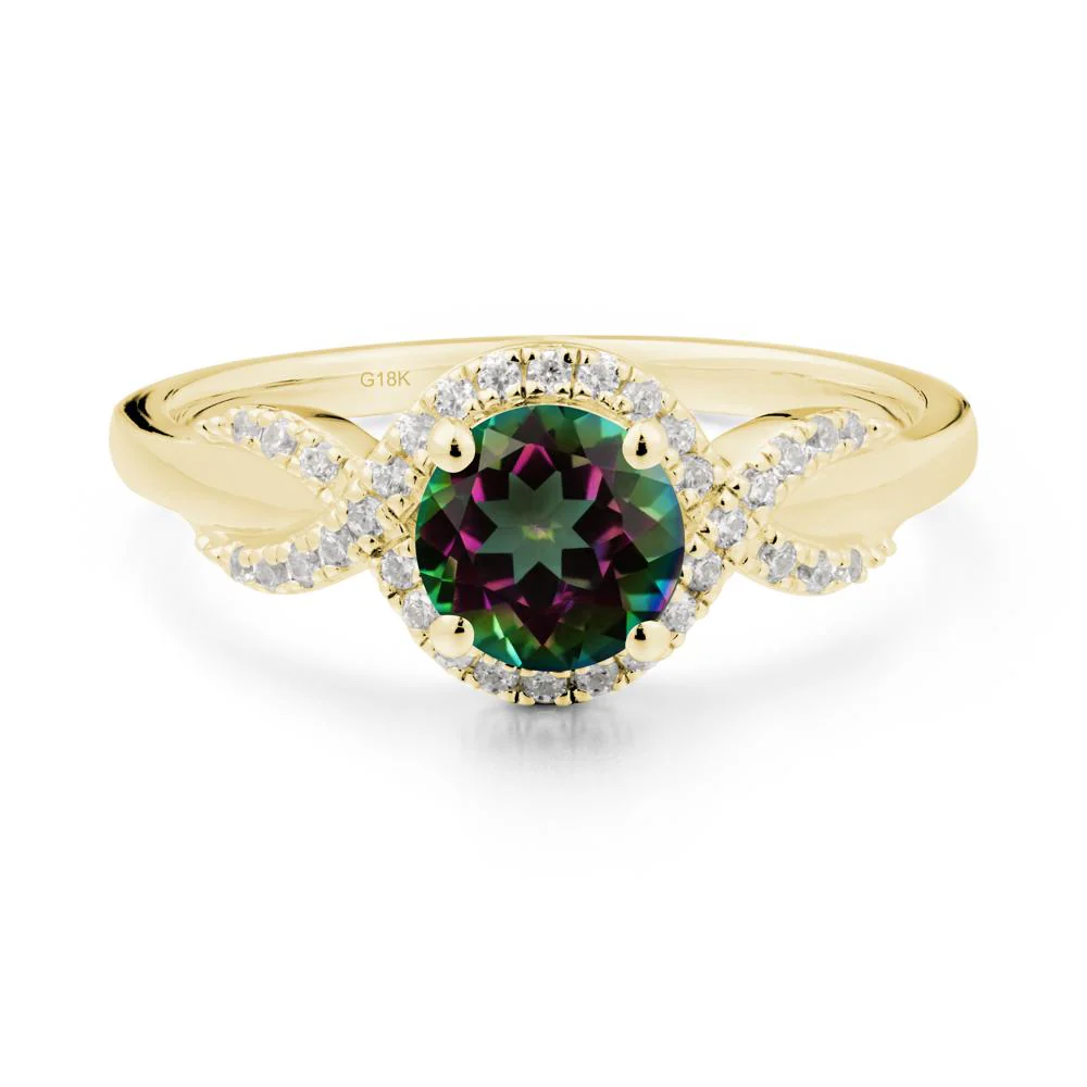 Round Mystic Topaz Halo Twist Ring - Image 9