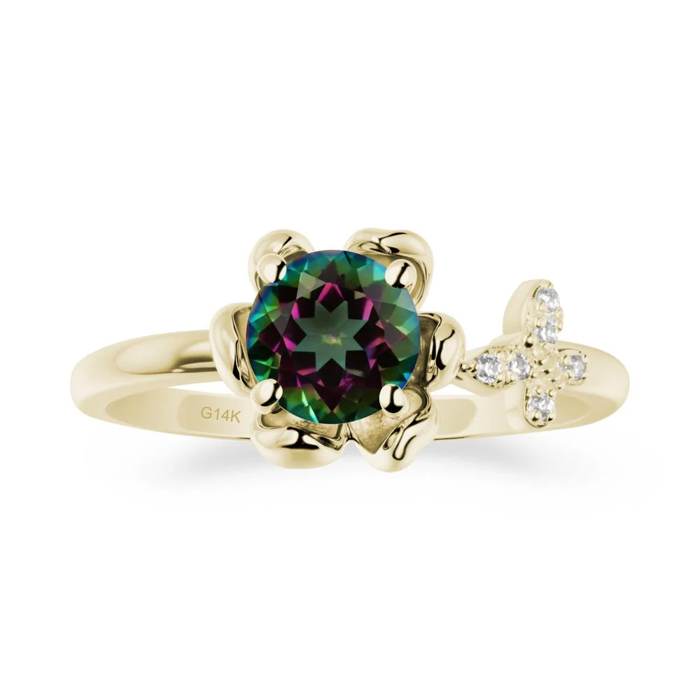 Round Mystic Topaz Petal Halo Ring