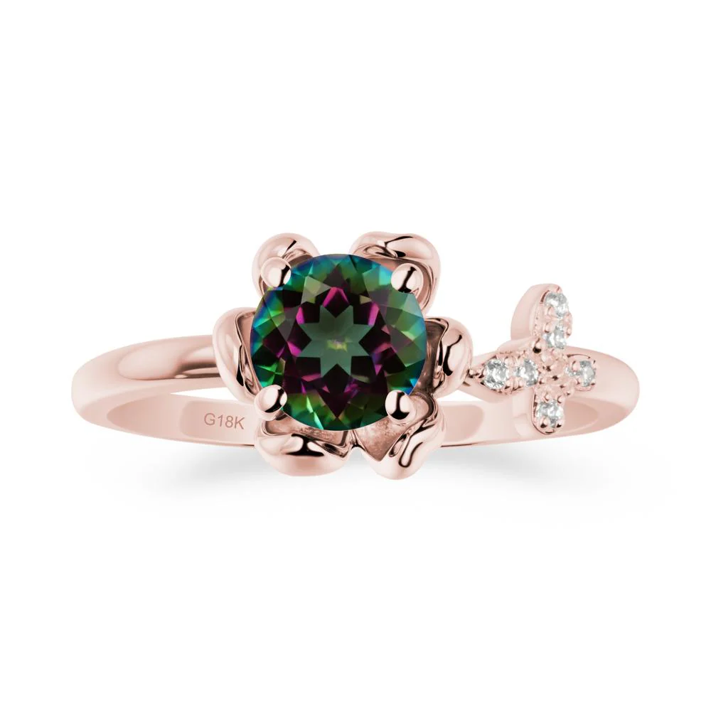 Round Mystic Topaz Petal Halo Ring - Image 4