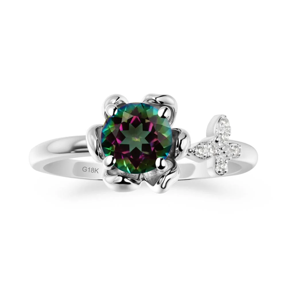 Round Mystic Topaz Petal Halo Ring - Image 5