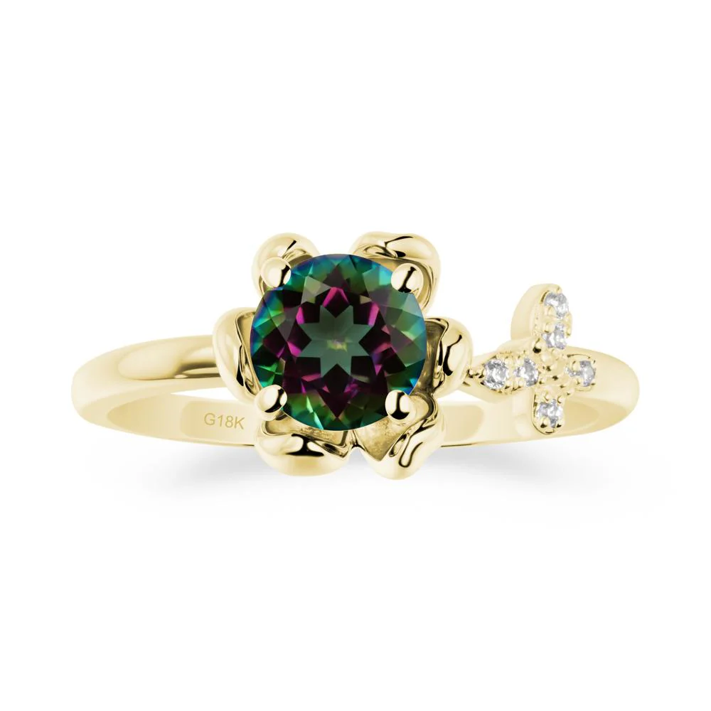 Round Mystic Topaz Petal Halo Ring - Image 6